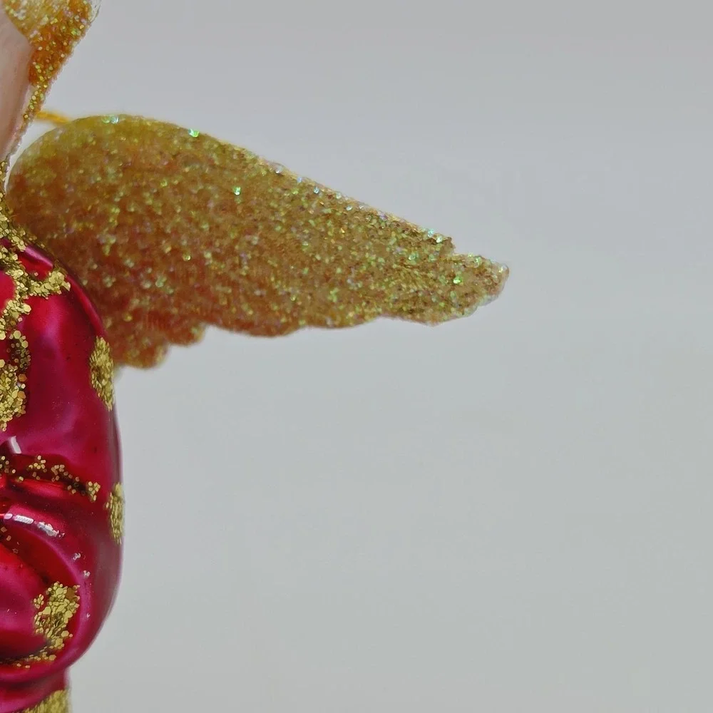 VTG Kneeling Praying Angel Blown Glass Christmas Tree Ornament 4